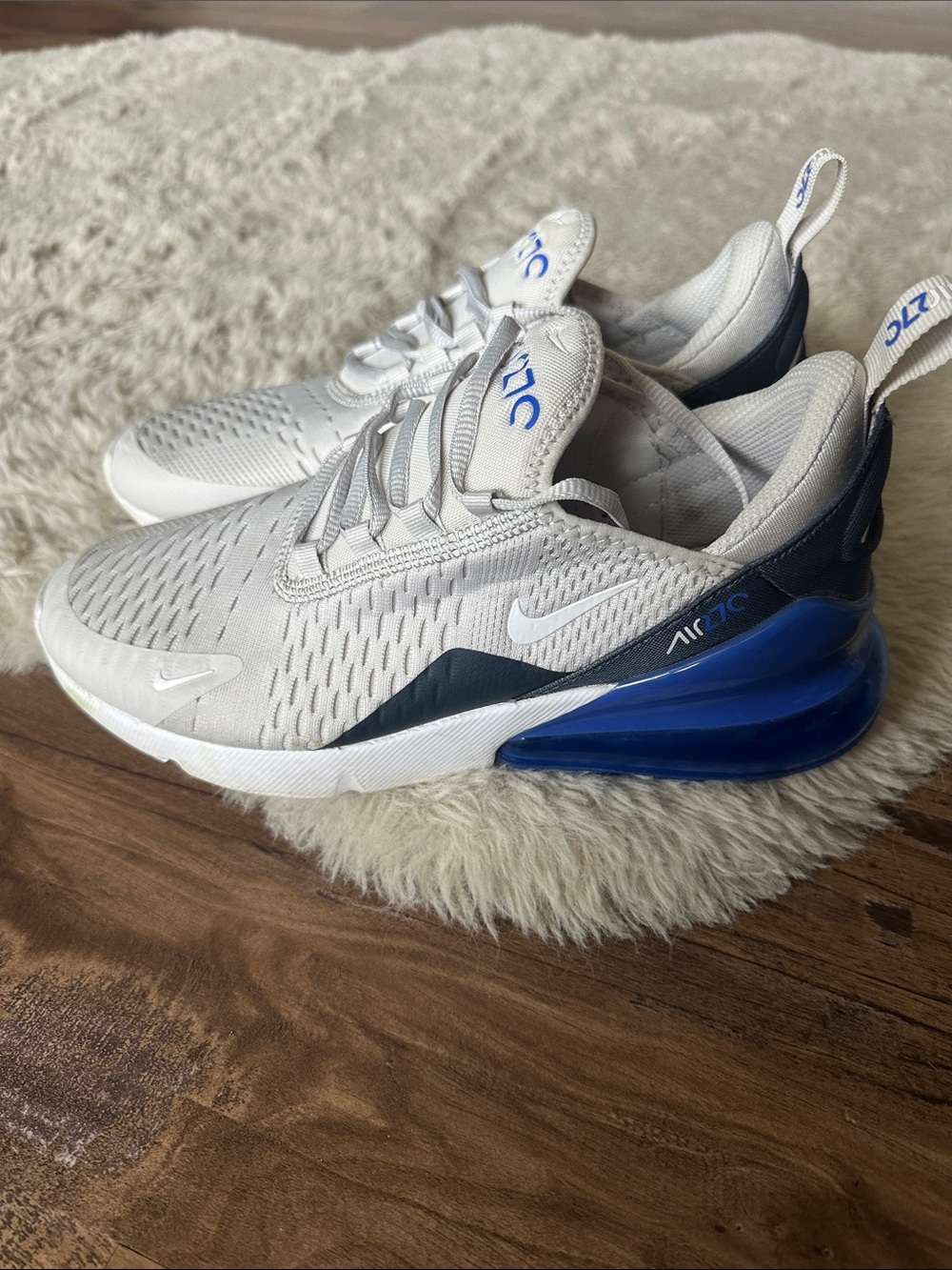Nike Kids Air Max 270 in White and Blue Accents